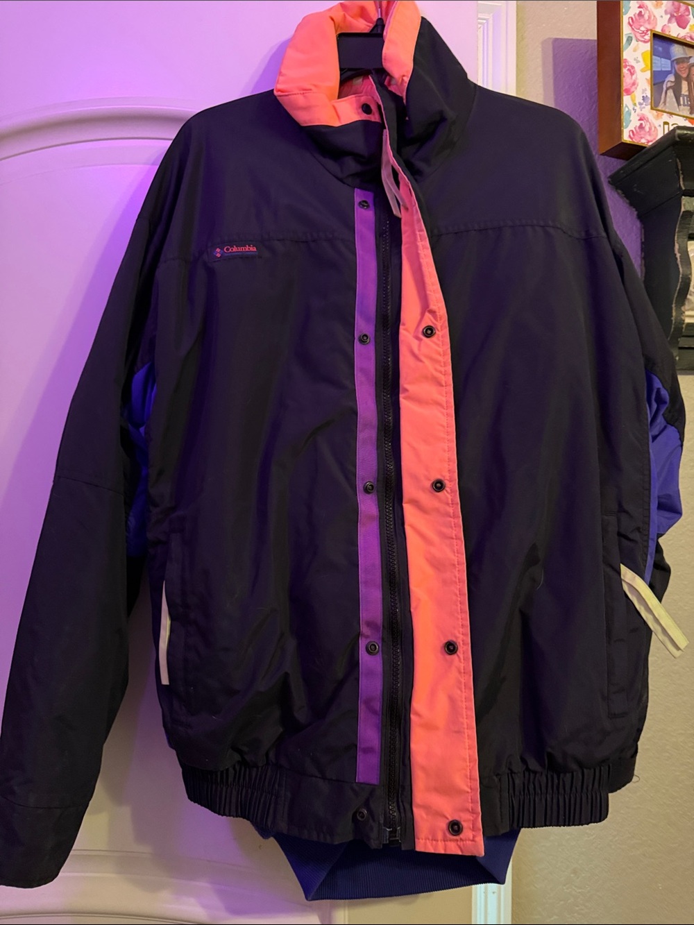 Columbia Kids Black Jacket with Pink and Purple Trim